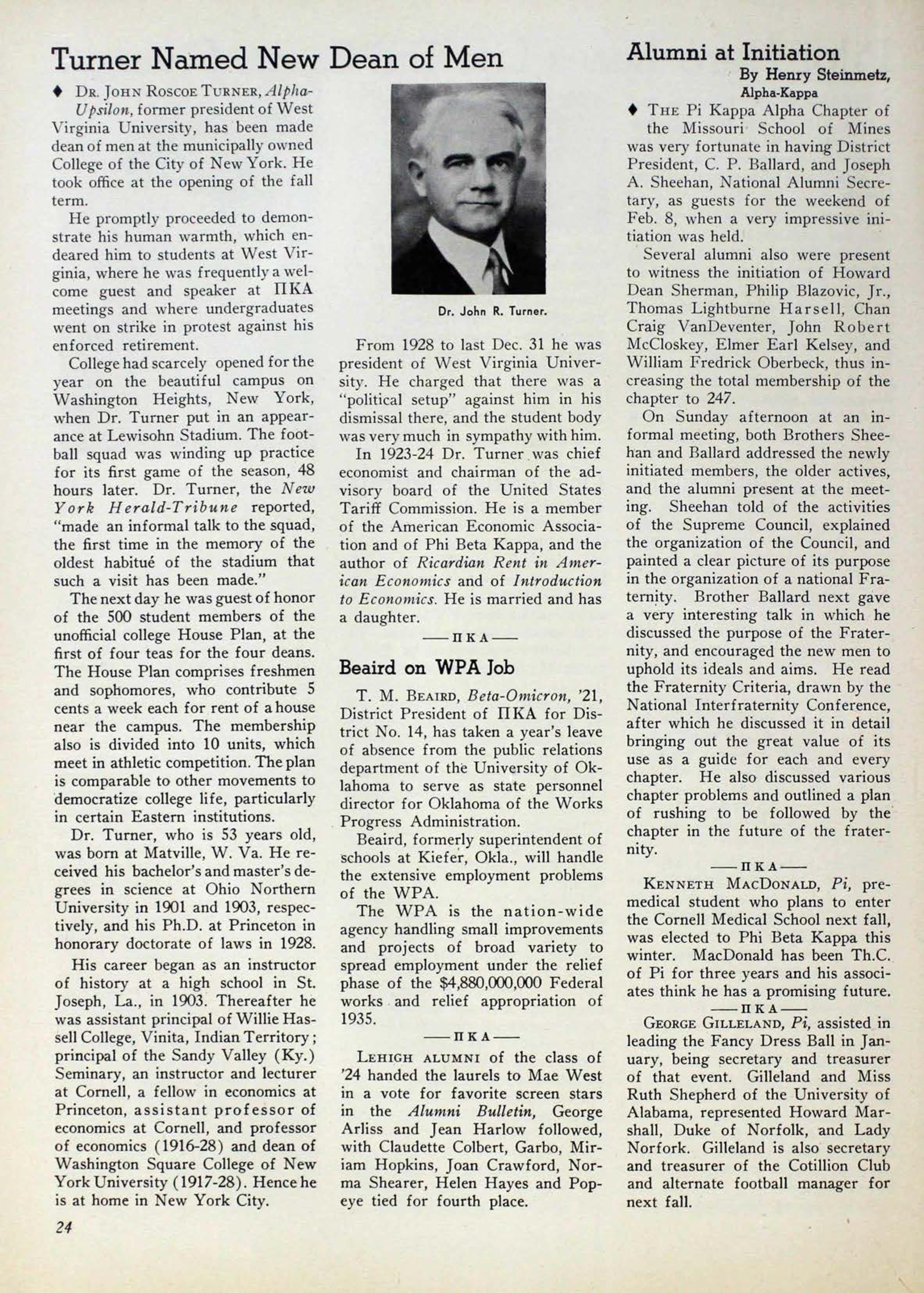 Alumni At Initiation, April 1936